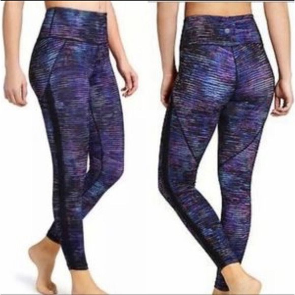 Athleta Interstellar Galaxy Leggings Womens Size Small Full Length Mesh Purple - Picture 1 of 4